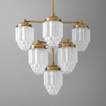 Load image into Gallery viewer, Tierlux Glass Textured Brass Chandelier – Timeless Lighting with Style
