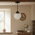 Cargar imagen en el visor de la Galería, Geotower Glass Skyscraper Shade Art Deco Pendant Light – Modern Industrial Ceiling Lamp for Living Room
