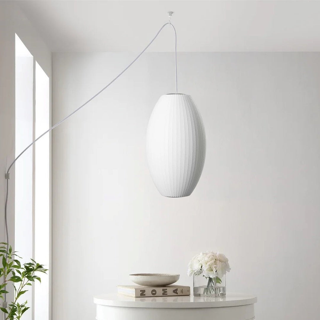 White Geometric Wire Swag Pendant Light