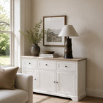 Load image into Gallery viewer, Bamboo-form ceramic table lamp styled on a cabinet near a window