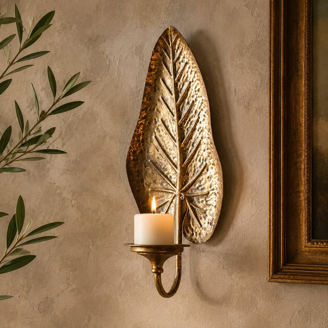 Vintage Leaf Wall Candle Sconce