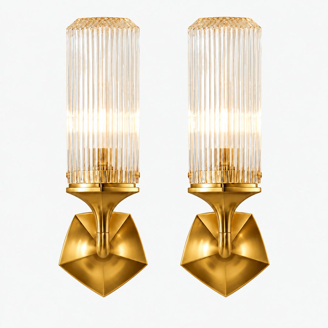 Ridged Shade Armed Cup Metal Plate Wall Light