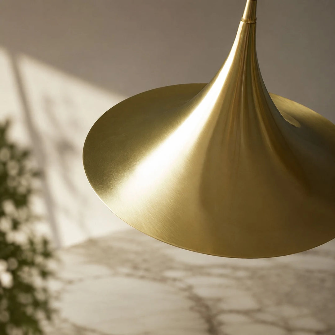 Brushed Brass Umbrella Pendant Light