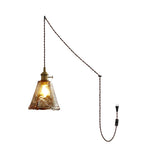 Load image into Gallery viewer, Textured Amber Glass Plug-In Swag Pendant
