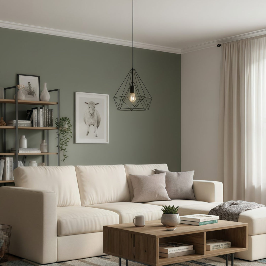 Lámpara colgante de estructura abierta esquelética - Lámpara colgante de metal industrial para iluminación interior o espacio de trabajo