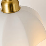Load image into Gallery viewer, Close view of milk glass shade and metal fitting