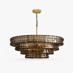 Cargar imagen en el visor de la Galería, French vintage ripple glass chandelier with smoked glass