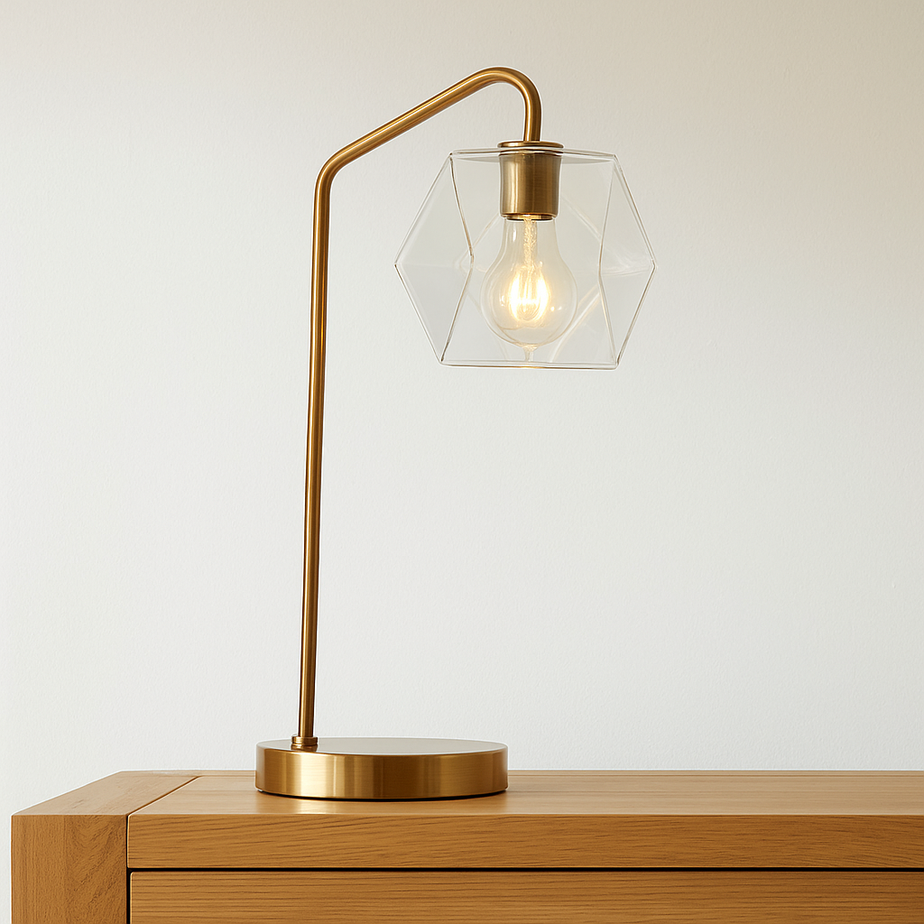 Lámpara de mesa de cristal facetado geométrico luminoso Talvior