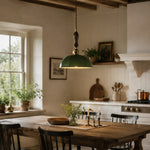 Load image into Gallery viewer, Deep green pendant in a dining kitchen