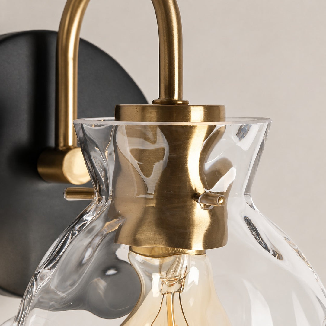 Textured Glass Armed Wall Sconce for Bathroom Lighting