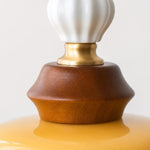 Bild in Gallery-Viewer laden, Solid wood cap and ribbed glass detail on pendant light