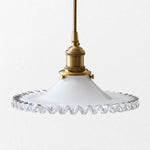 Cargar imagen en el visor de la Galería, Vintage White Ruffled Glass Pendant Lamp