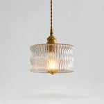 Bild in Gallery-Viewer laden, Vintage Ripple Glass Pendant Light With Warm Brass Accent