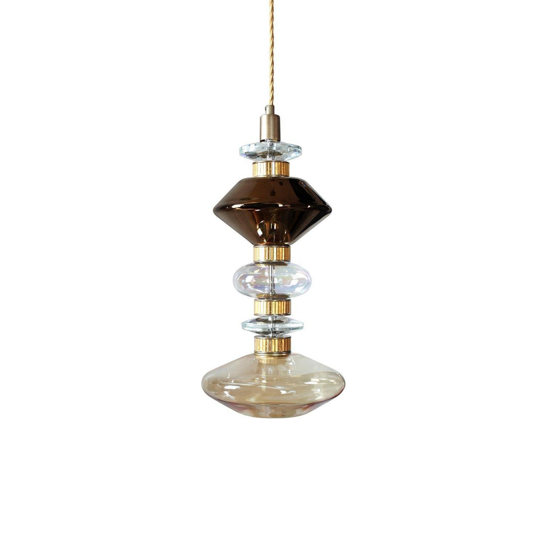 Suspension contemporaine - Fer, métal, verre, or, marron, résistante à l'humidité