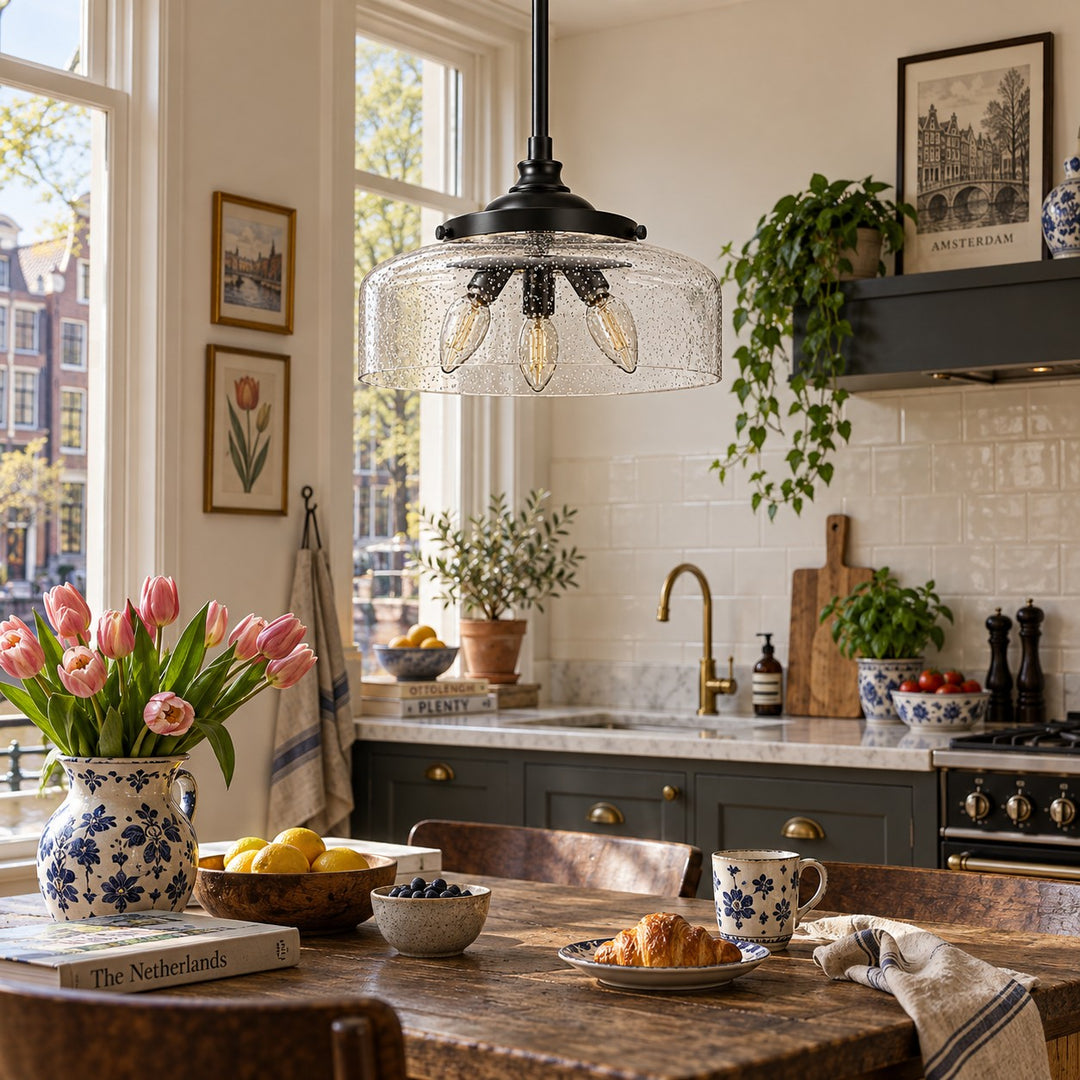 Vintage Adjustable Glass Pendant Light