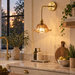 Bild in Gallery-Viewer laden, Vintage Snowflake and Striped Glass Wall Lamp