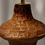 Cargar imagen en el visor de la Galería, Close view of carved brown ceramic table lamp body