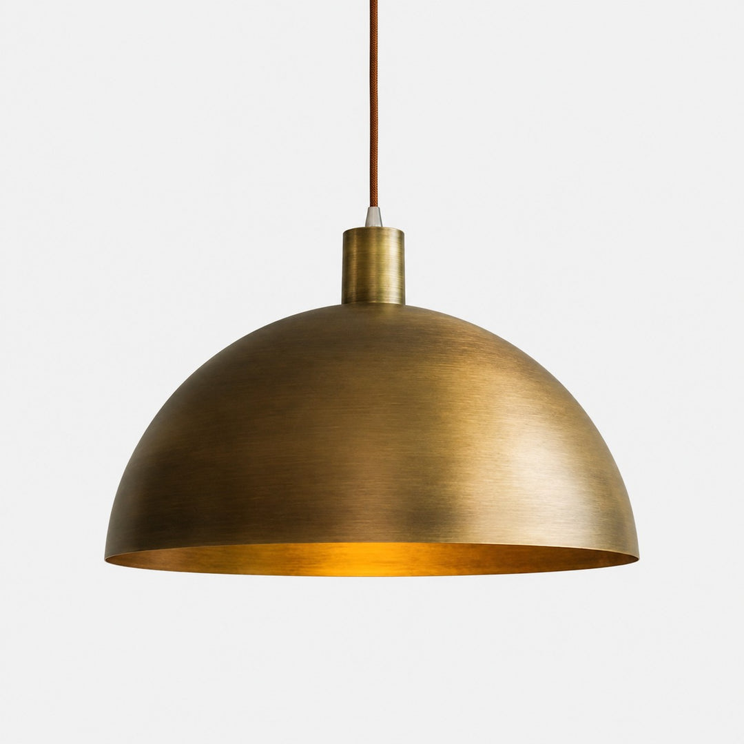 Aged matte brass half dome pendant 40 cm