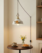 Bild in Gallery-Viewer laden, Raised Porcelain Floral Plug-In Swag Pendant