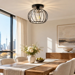 Load image into Gallery viewer, Geometric Crystal Ceiling Light with three frame finishes and a cage frame - New2609-1024522 interior scene