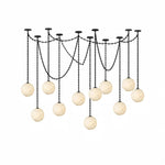 Load image into Gallery viewer, Black Metal Alabaster Globe Hardwired Chandelier