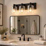 Charger l'image dans la visionneuse de galerie, Modern Metal Vanity Light with Glass Shades for Bathrooms