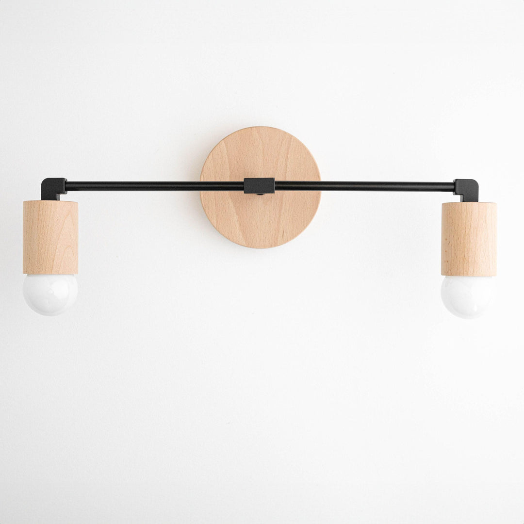 Mobilux Line Wood and Vanity Light - Bohemian Bathroom Lighting Fixture