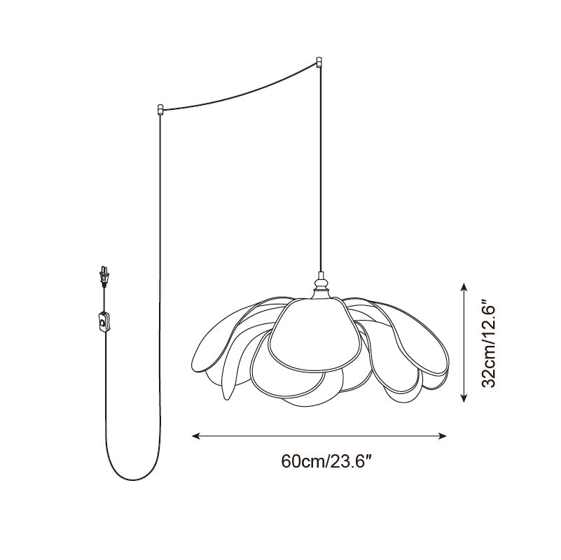 Layered Floral Fabric Plug-In Pendant