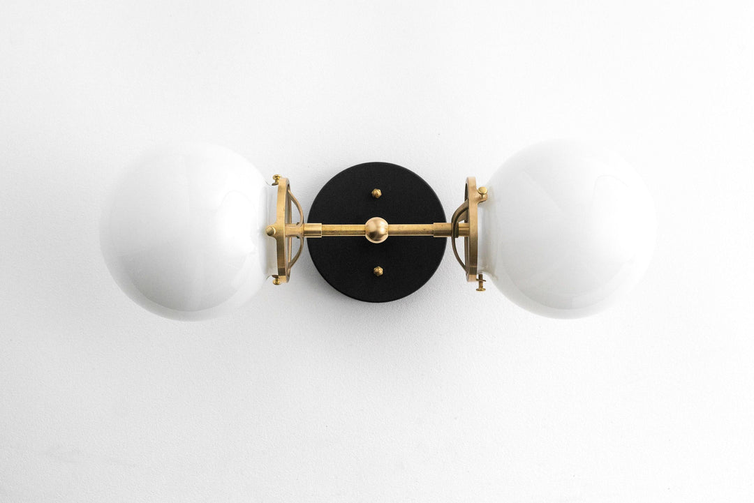 Lumio Globe Art Deco Vanity Light -  Opal Globe Bathroom Sconce