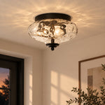 Charger l'image dans la visionneuse de galerie, Modern Farmhouse 2-Light Hammered Water Glass Flush Mount Ceiling Light