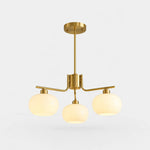 Bild in Gallery-Viewer laden, Solid brass gold three-light milk glass chandelier
