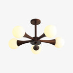 Load image into Gallery viewer, Novalune Multi-Light Glass Globe Chandelier with Wood Frame - Japanese Zen Style for Living Room