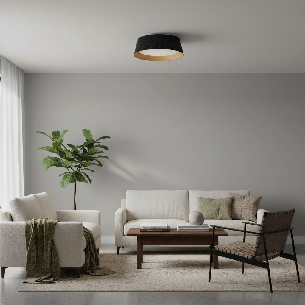 Lampe Plafonnier Moderne à Abat-Jour Cannelé Texturé Ribravo - Lampe Minimaliste Moderne pour Salon