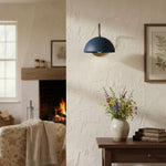 Load image into Gallery viewer, Curva Metal  Industrial Wall Sconce - Curved Brass Arm - Hammered Dome Light Fixture
