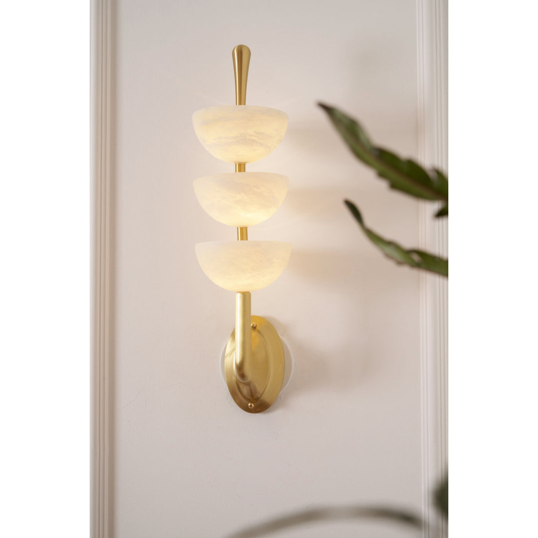 Lámpara de pared triple de alabastro