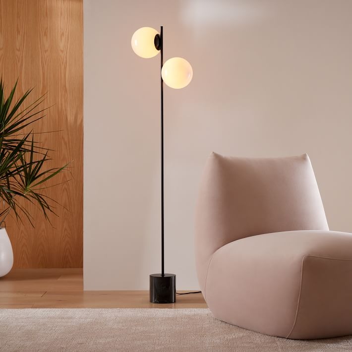 Brina Multi-Light Glass Floor Lamp - Brass and Milk Glass Lighting