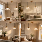 Bild in Gallery-Viewer laden, Vintage Fluted Glass Pendant with one to three lights and coloured glass - New2609-1024437 interior scene