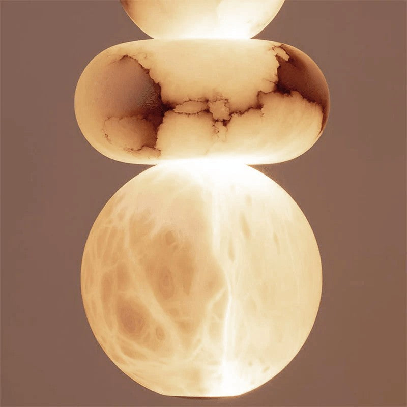 Black Metal Alabaster Chain Swag Chandelier