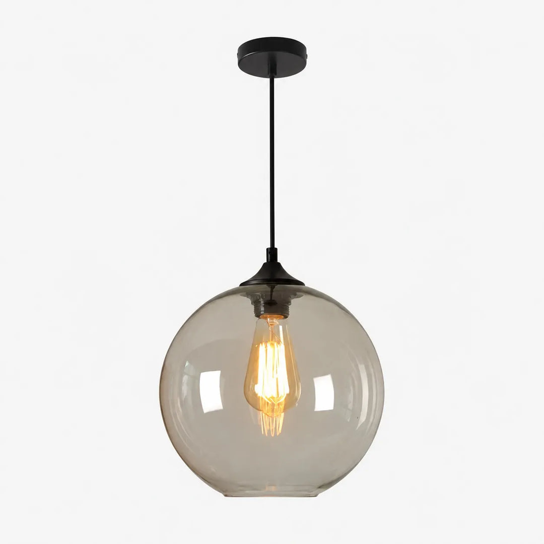 Smoky Gray Glass Globe Pendant Light