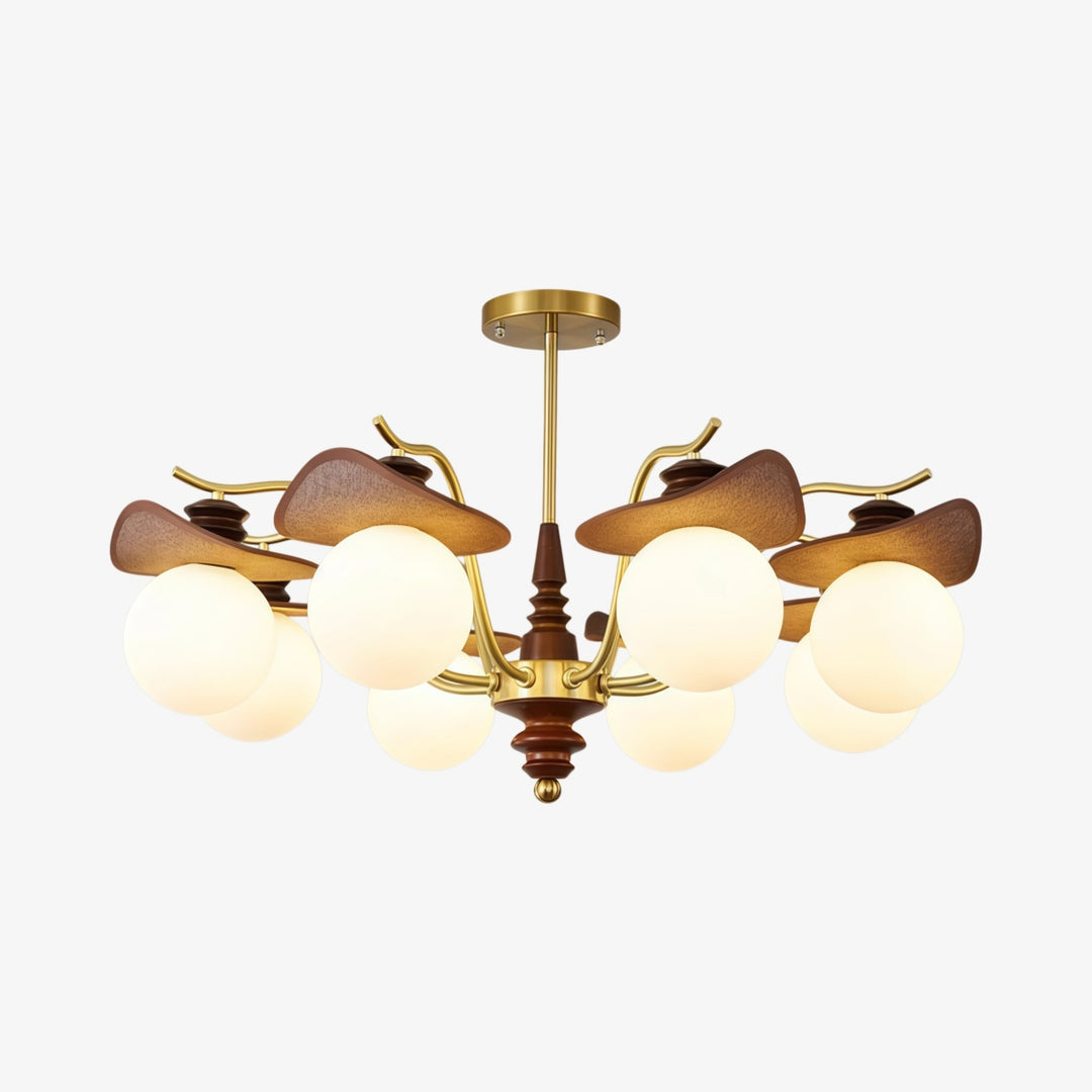 Lustre multi-bras Solvane avec abat-jours en verre - Éclairage décoratif rétro pour salle à manger