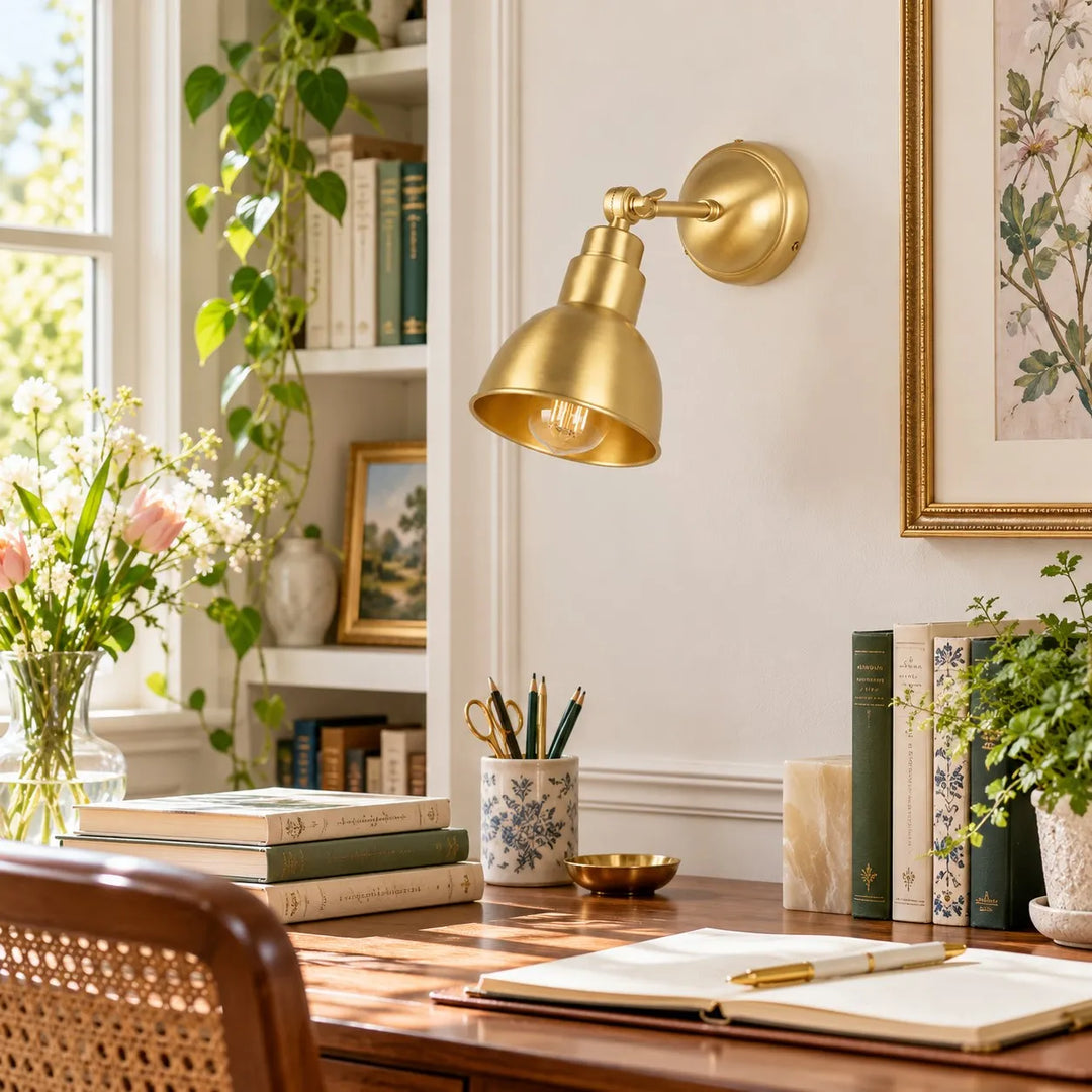 Industrial Brass Adjustable Wall Lamp