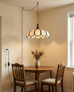 Bild in Gallery-Viewer laden, Scalloped Abaca Woven Plug-In Swag Pendant