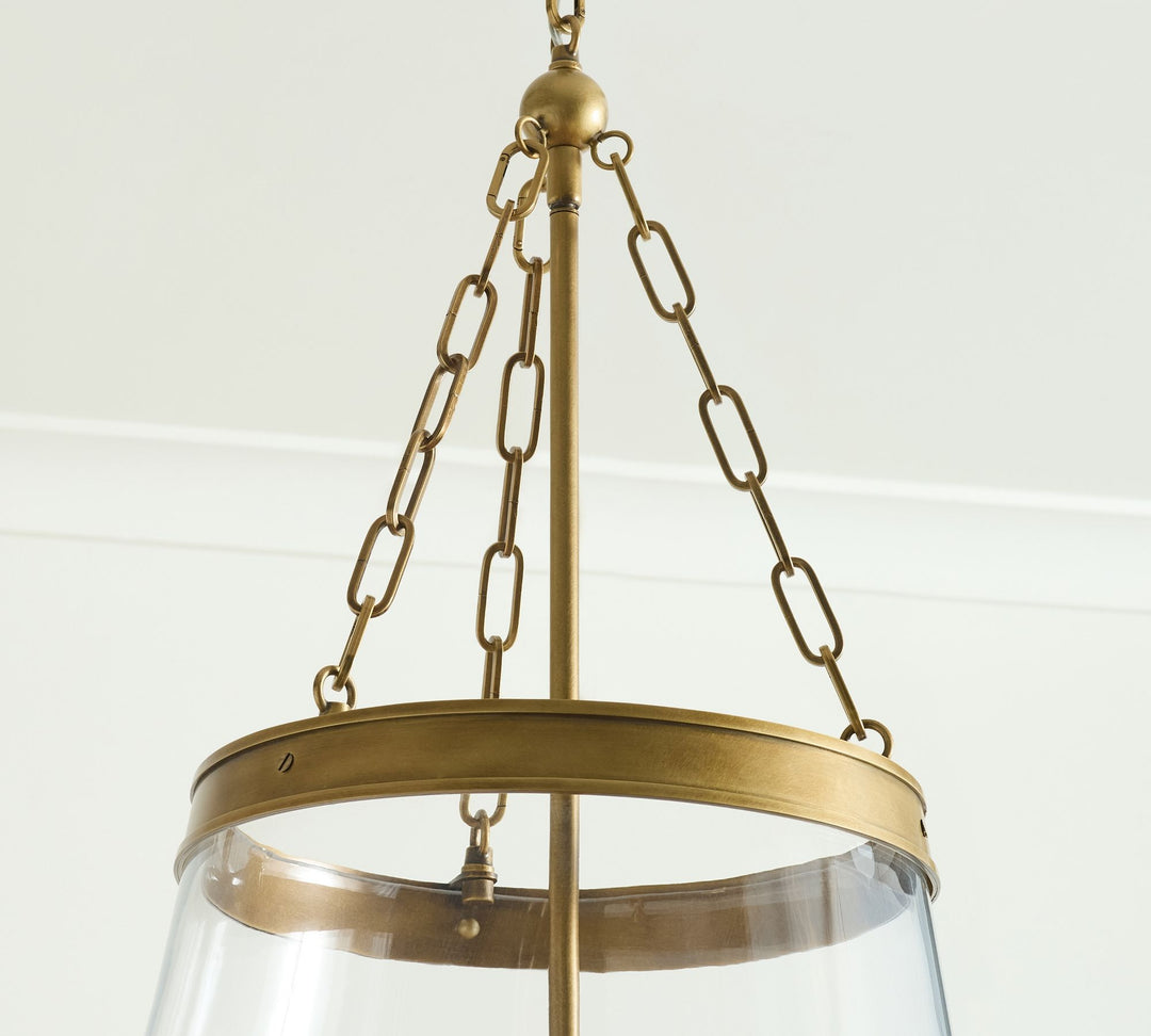 Lámpara colgante Driscoll de vidrio en forma de tambor: lámpara colgante contemporánea de latón