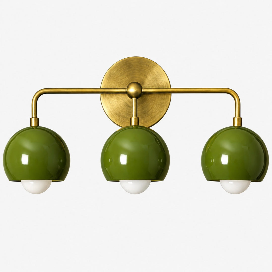Open Rim Globe Shade Raw Brass Vanity Light
