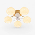 Bild in Gallery-Viewer laden, 5-light modern gold ceiling fan light with white glass shades