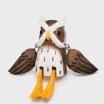 Cargar imagen en el visor de la Galería, Hand-carved wooden hanging-leg owl ornament