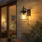 Bild in Gallery-Viewer laden, Black Glass Outdoor Wall Lantern Sconce