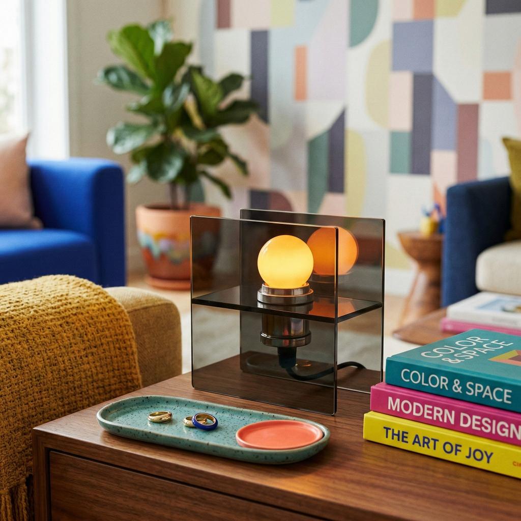 Lampe de Table Horizon Océan au Coucher du Soleil - Lampe de Bureau Décorative Moderne à Ambiance Dégradée pour Intérieur Maison