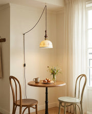 Wood Finial Ceramic Plug-In Swag Pendant