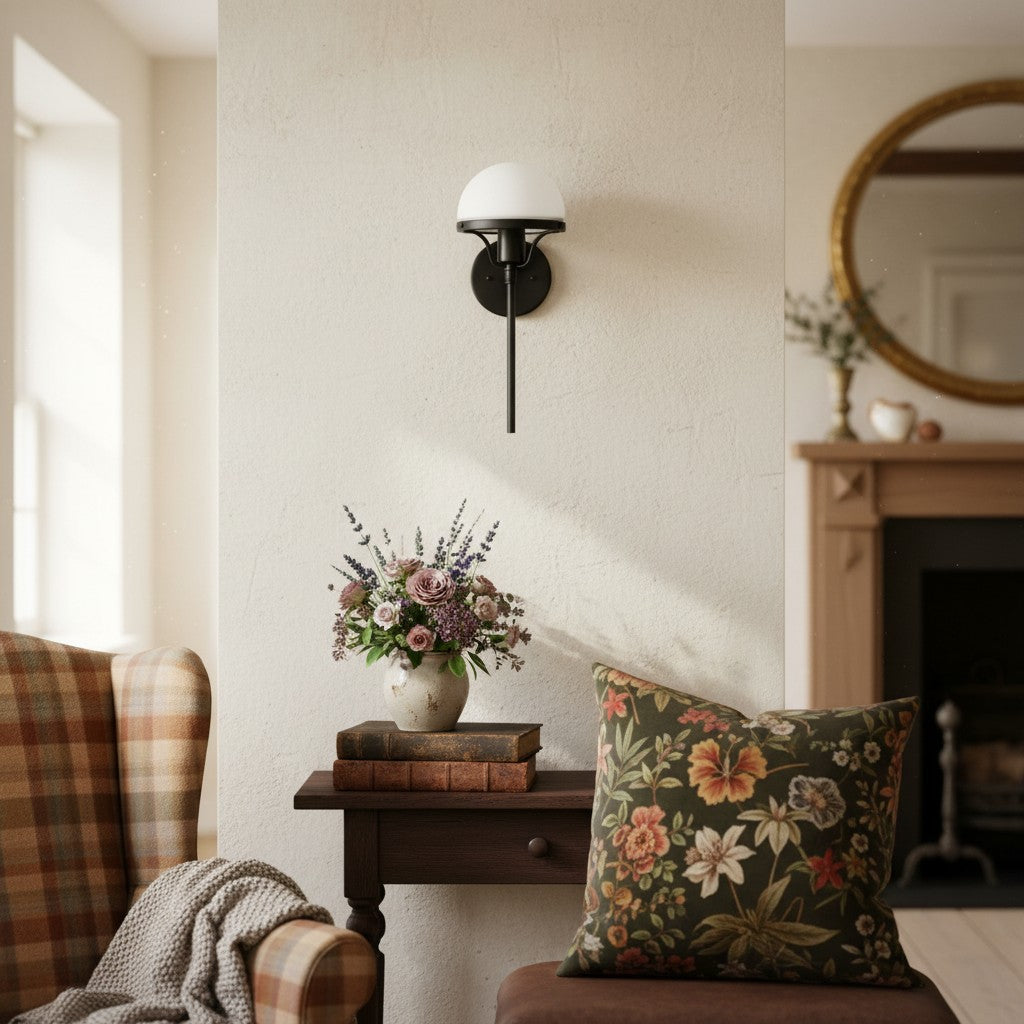 Ornato Luxe Minimalist Black Matte Wall Lamp - Contemporary Wall Mounted Fixture for Bedroom